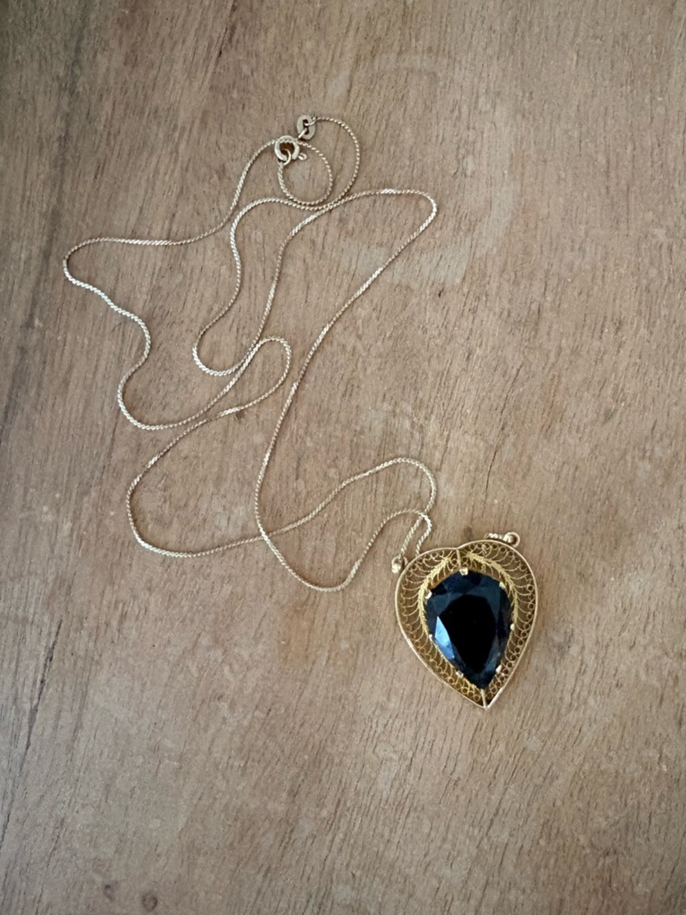 Vintage 18k gold Smokey quartz necklace